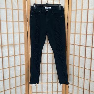 Black Ripped Ankle Jeans